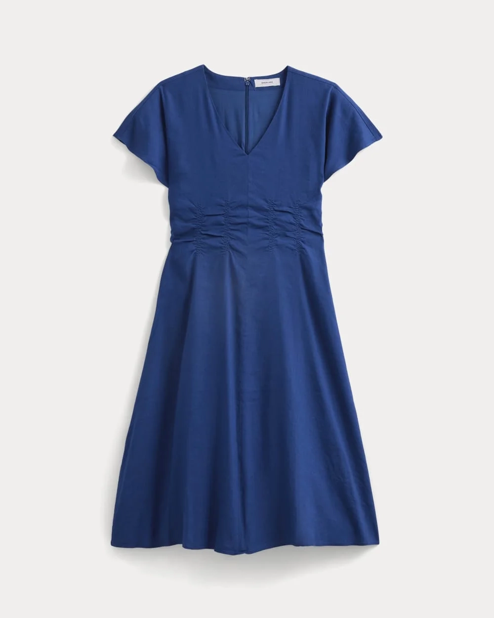Cinched Dress in Stretch Linen | Estate Blue (2)