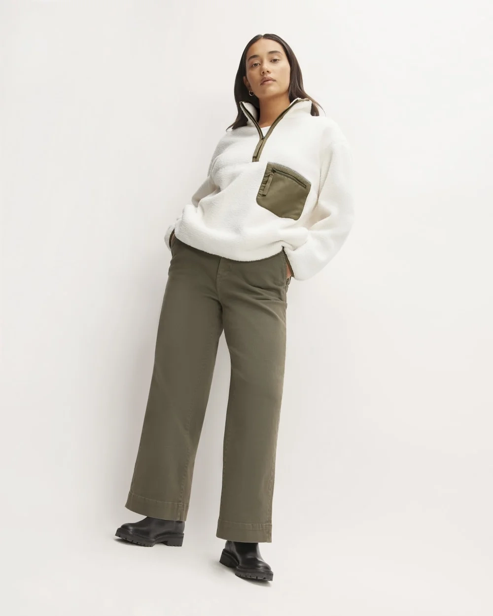 The ReNew Fleece Oversized Half-Zip | Bone (2)