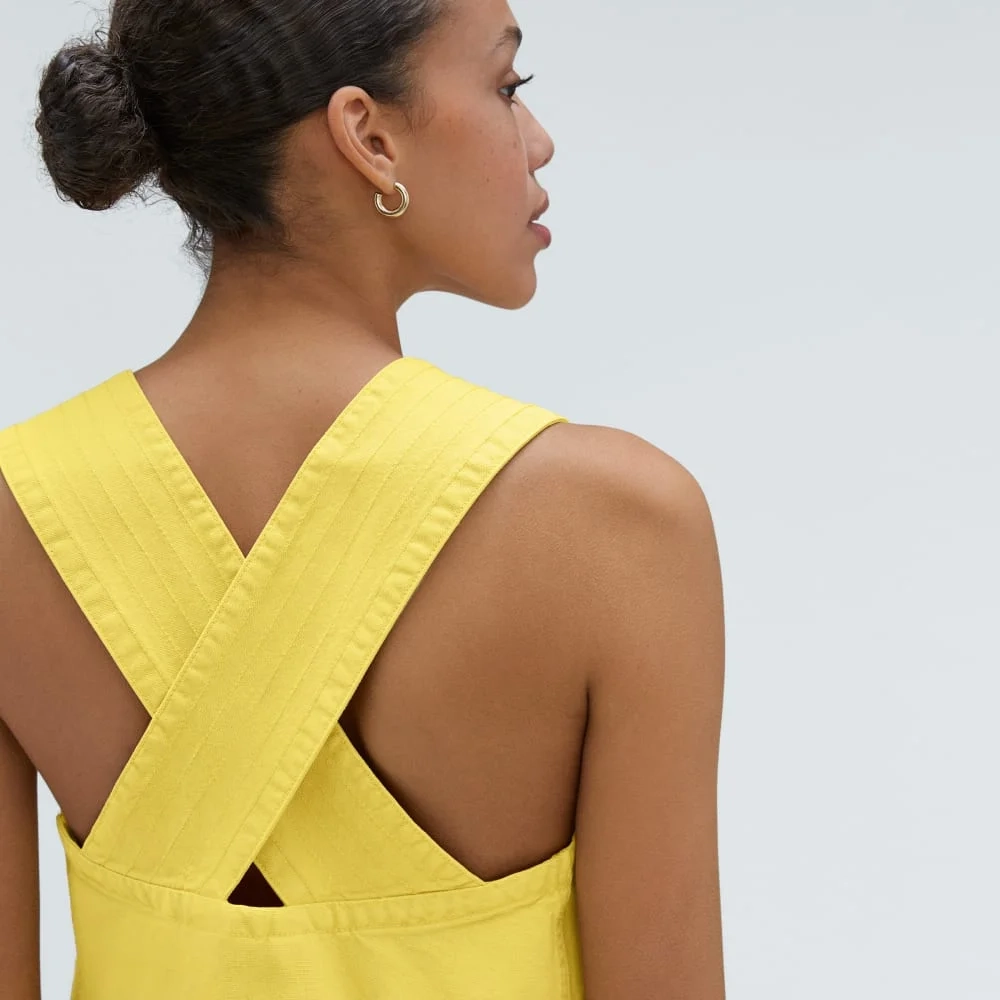The Cross-Back Apron Mini Dress | Lemon (3)