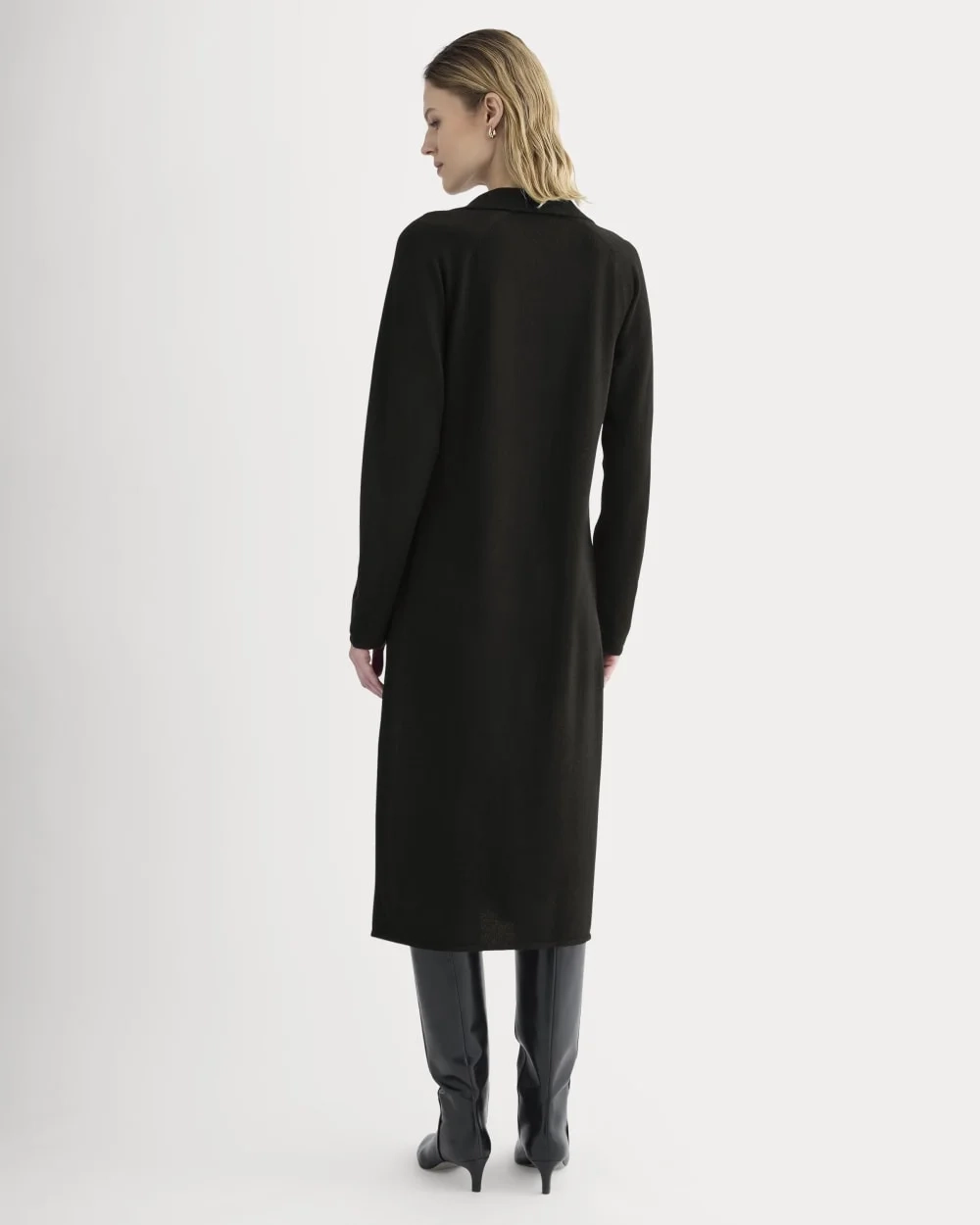 Cashmere Polo Midi Dress | Black (2)