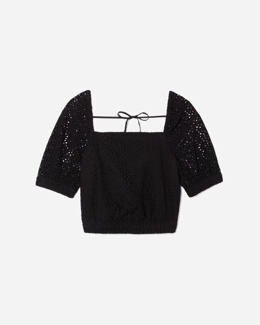The Eyelet Puff Sleeve Top | Black (2)