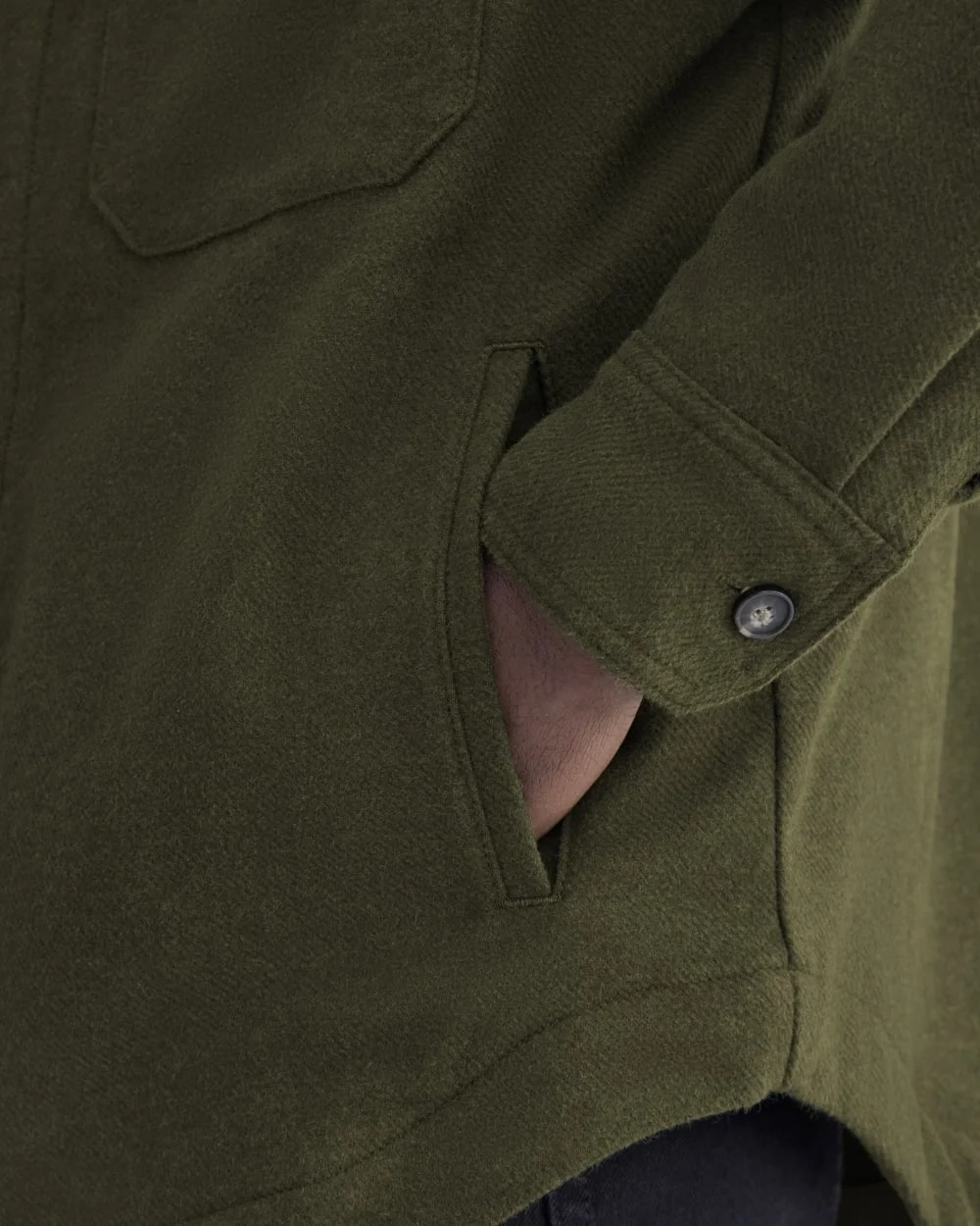 Heavyweight Waffle Twill Overshirt | Heathered Green (3)