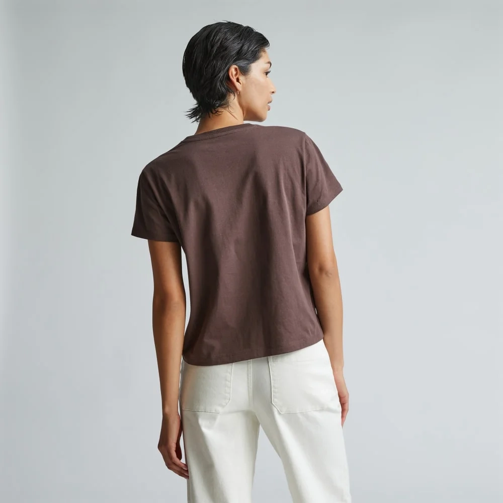 The Box-Cut Tee in Essential Cotton | Chocolate Brown | No Pocket (2)