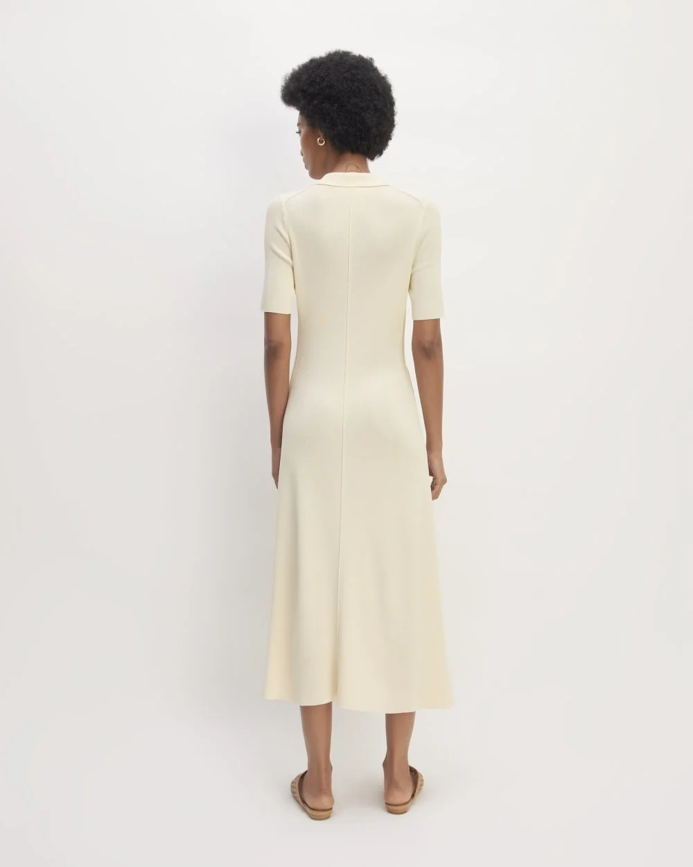 The Viscose Knit Polo Midi Dress | Beige (2)