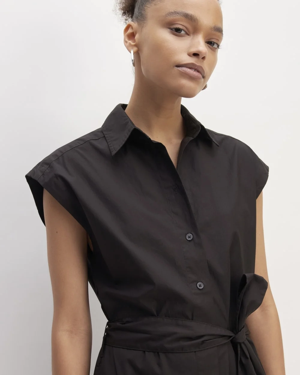 The Supima® Cotton Short-Sleeve Shirt Dress | Black (2)
