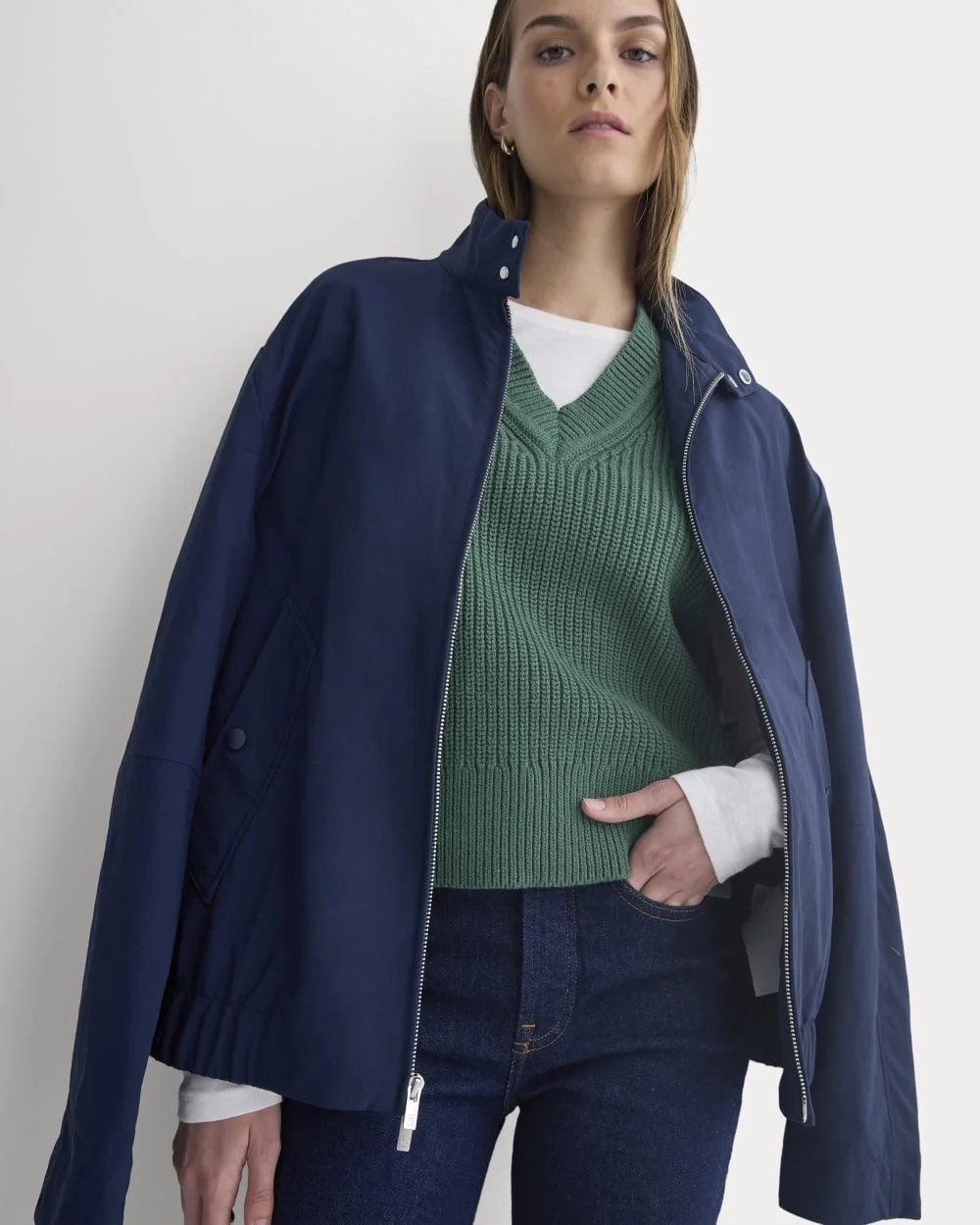 Ribbed V-Neck Vest in Everyday Cotton | Hunter Green (2)