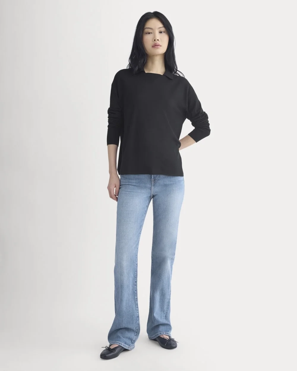 Oversized Polo in Ultrafine Merino | Black (3)