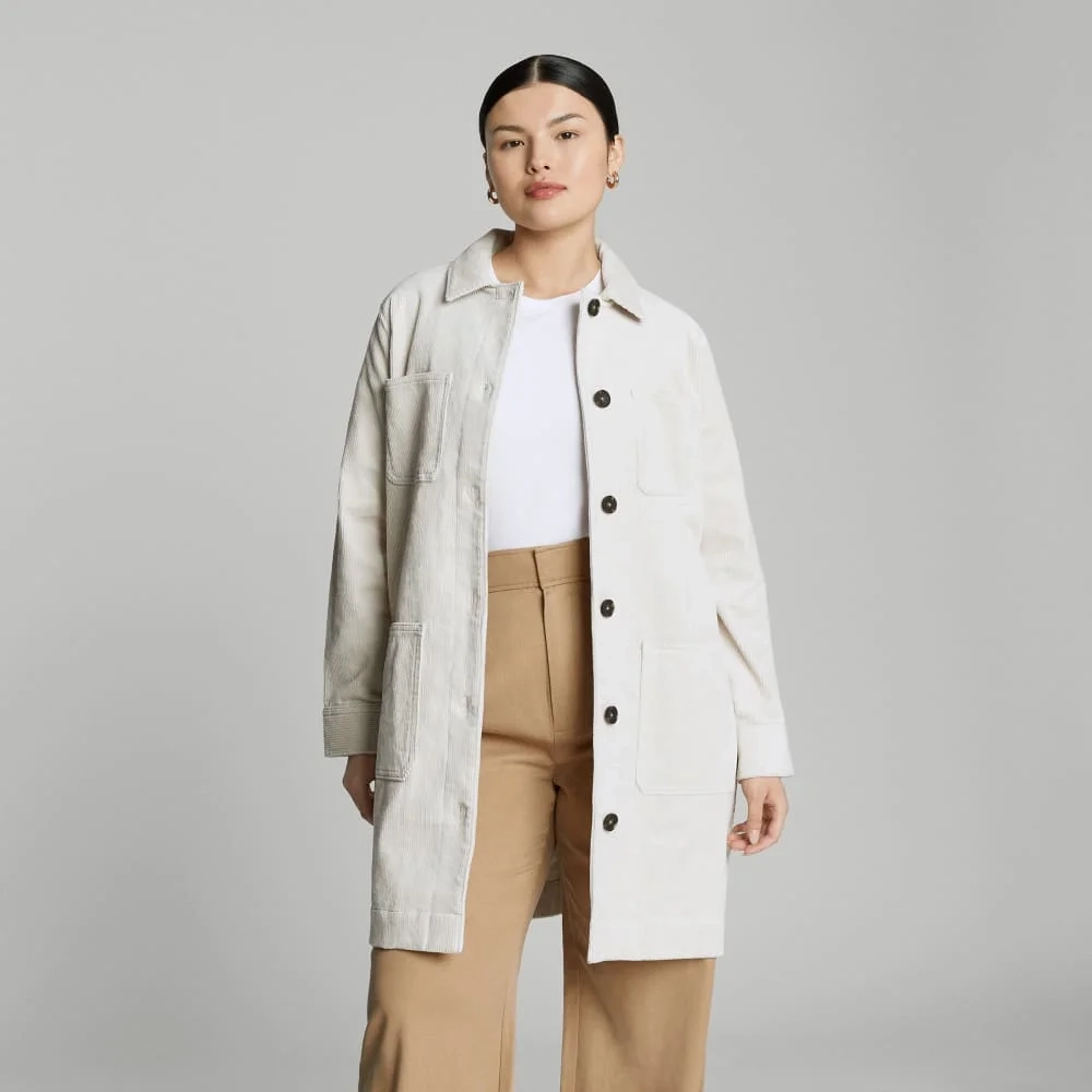 The Corduroy Long Shirt Jacket | Sandstone