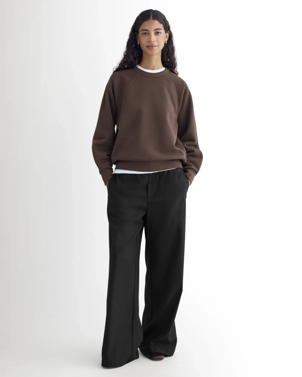 Luxe Fleece Raglan Crewneck | Dark Chocolate (2)