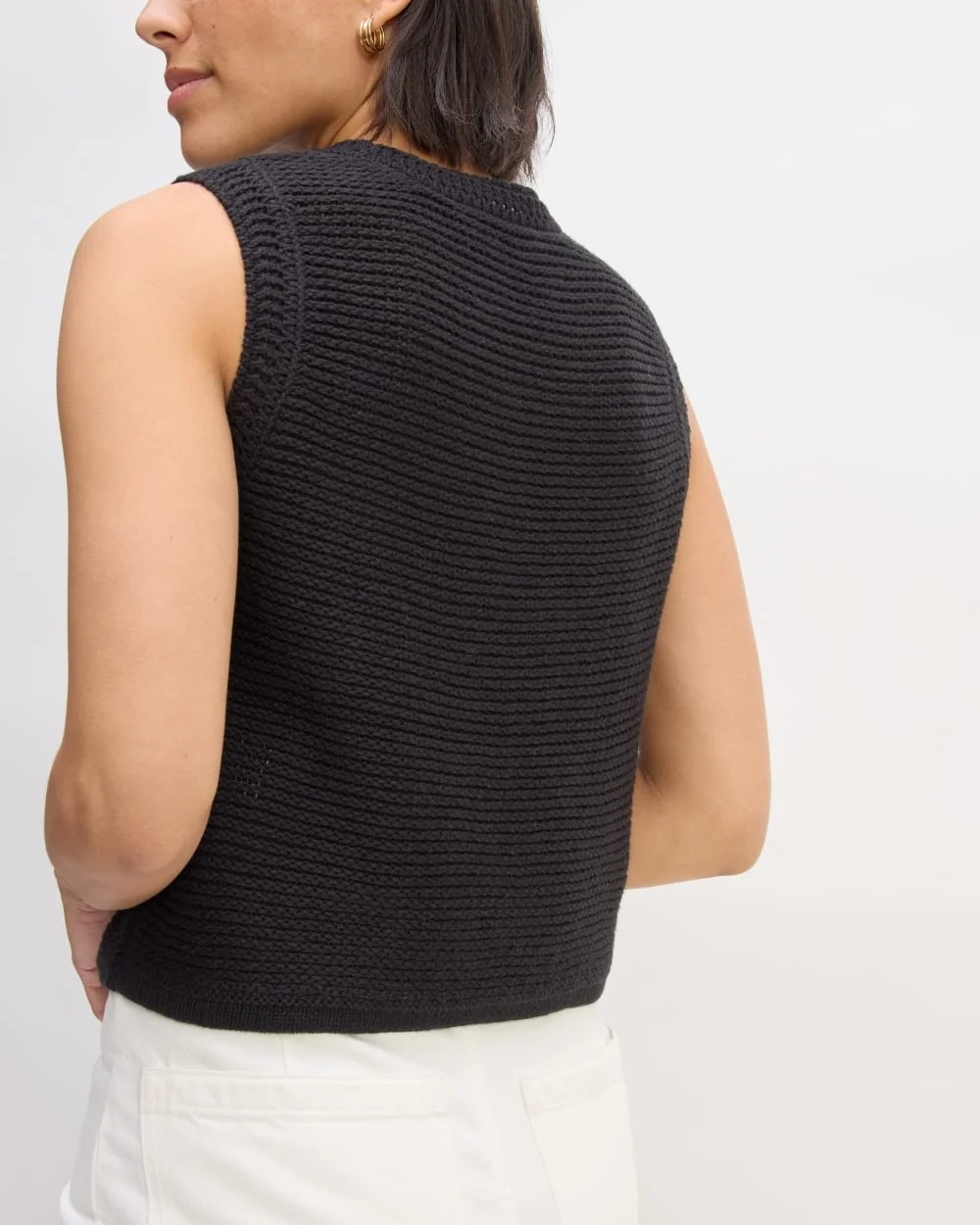 The Organic Cotton Open-Stitch Tank | Black (2)