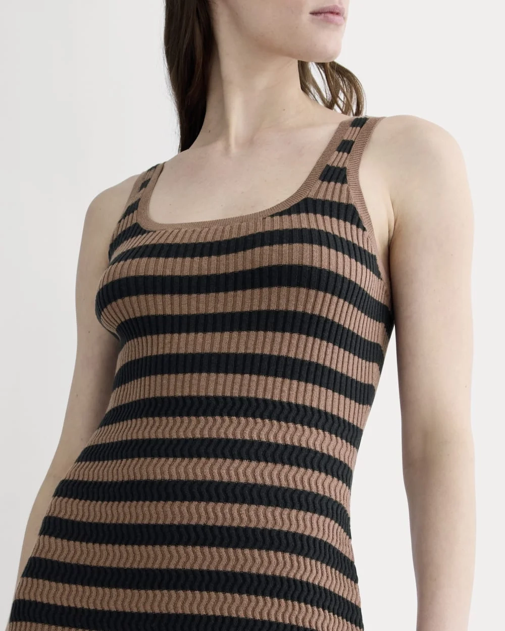 The Crochet Knit Tank Dress | Mocha / Black (2)