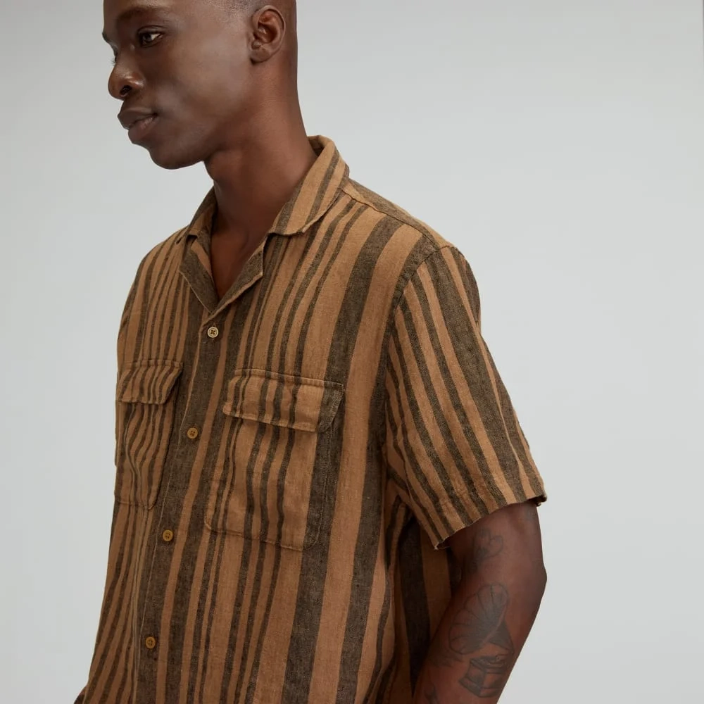 The Resort Shirt in Linen | Toasted Coconut / Black (2)