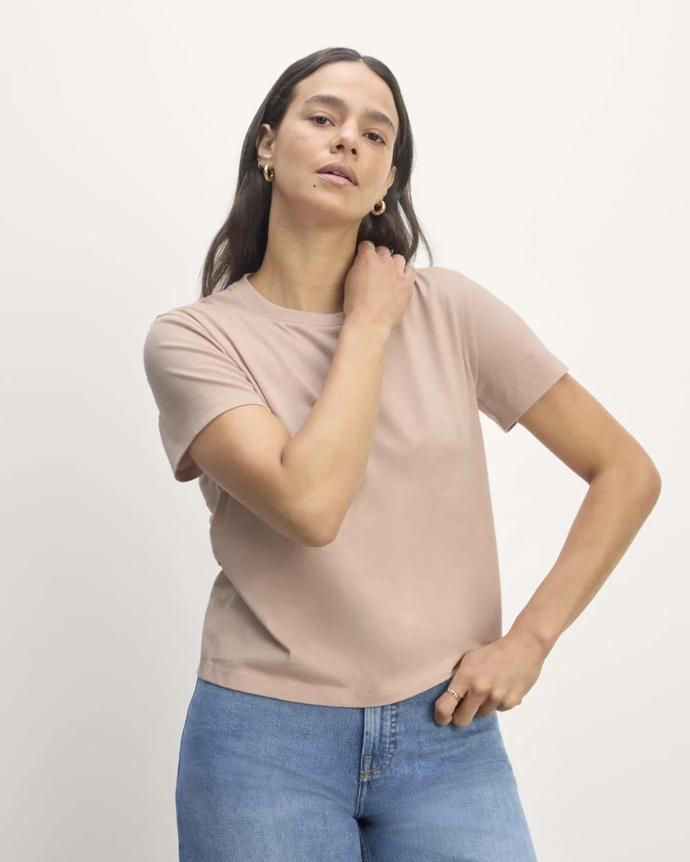 The Box-Cut Tee in Essential Cotton | Rose Smoke  | No Pocket (2)