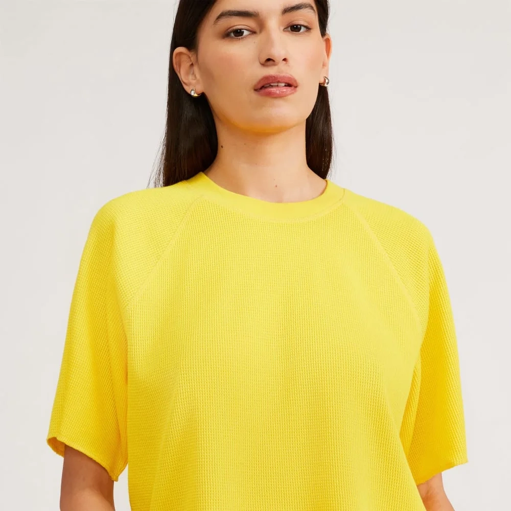 The Organic Cotton Waffle Raglan Tee | High Visibility Yellow (2)