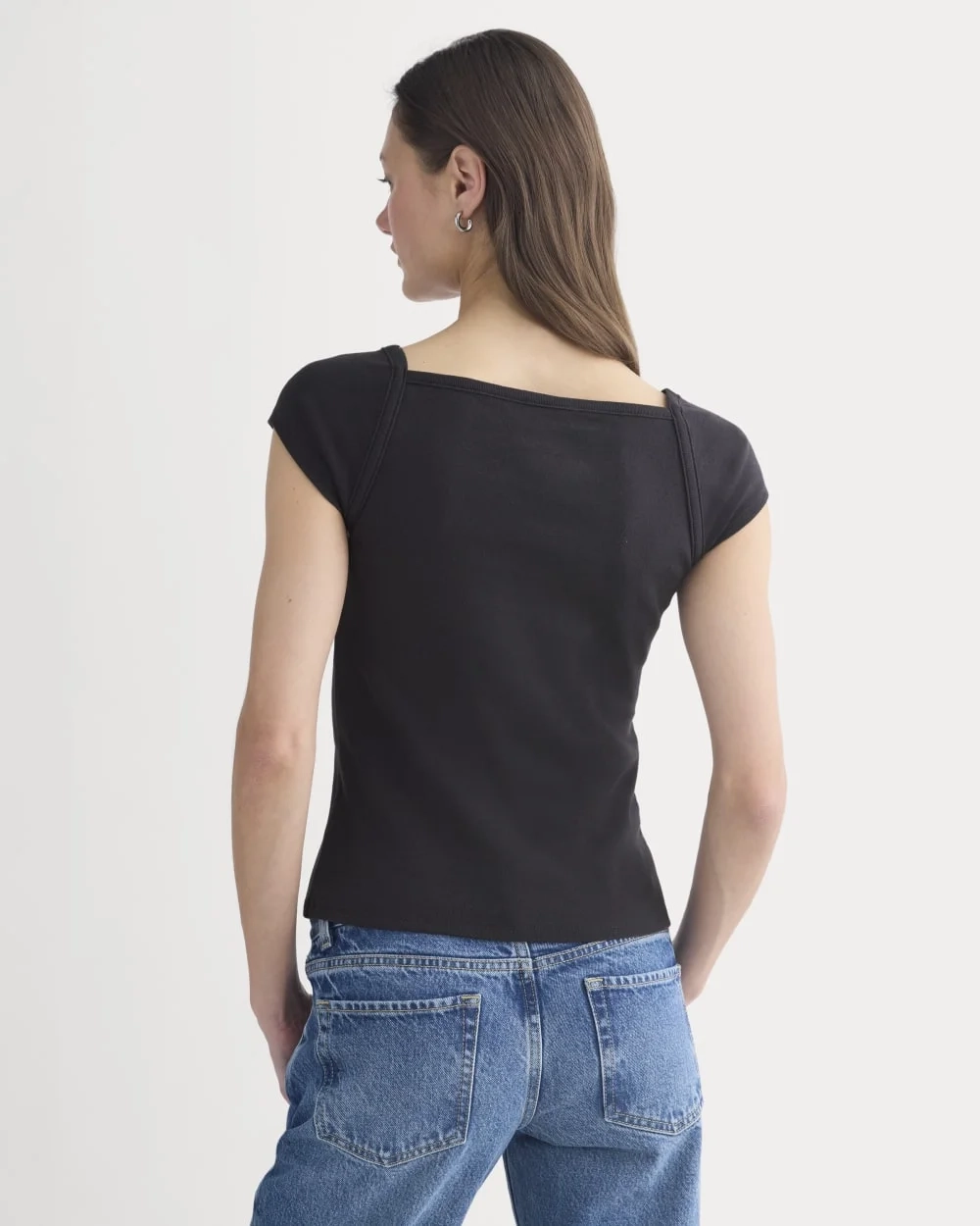 RetroSoft Cotton Square-Neck Tee | Black (2)