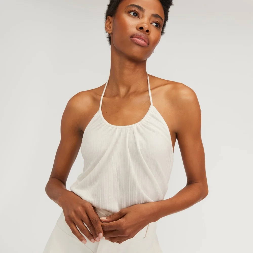 The Rib Soft Knit Halter Top | Bone (2)