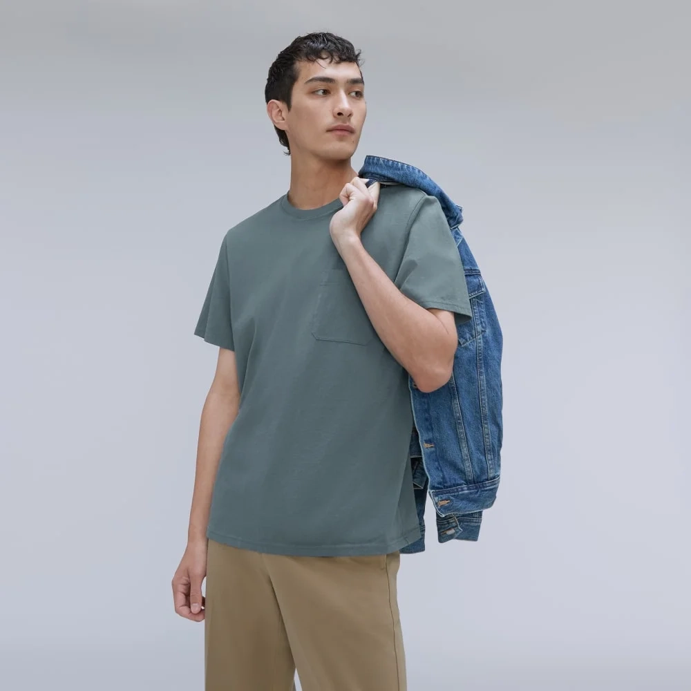 The Organic Cotton Pocket Tee | Greyish Blue (2)