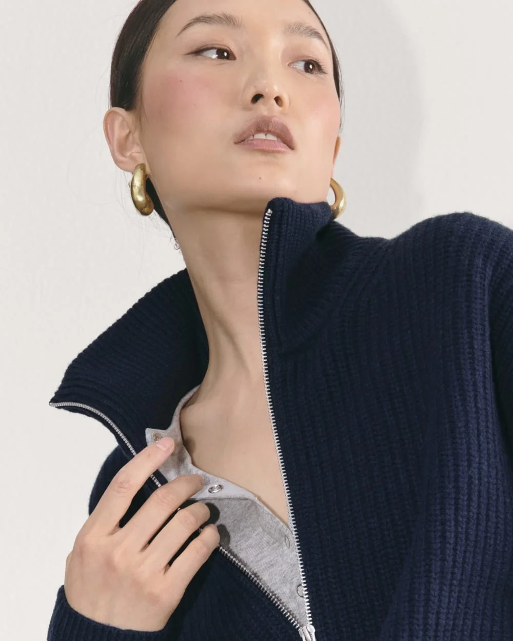 The Half-Zip Sweater in Luxe Merino | Navy (2)