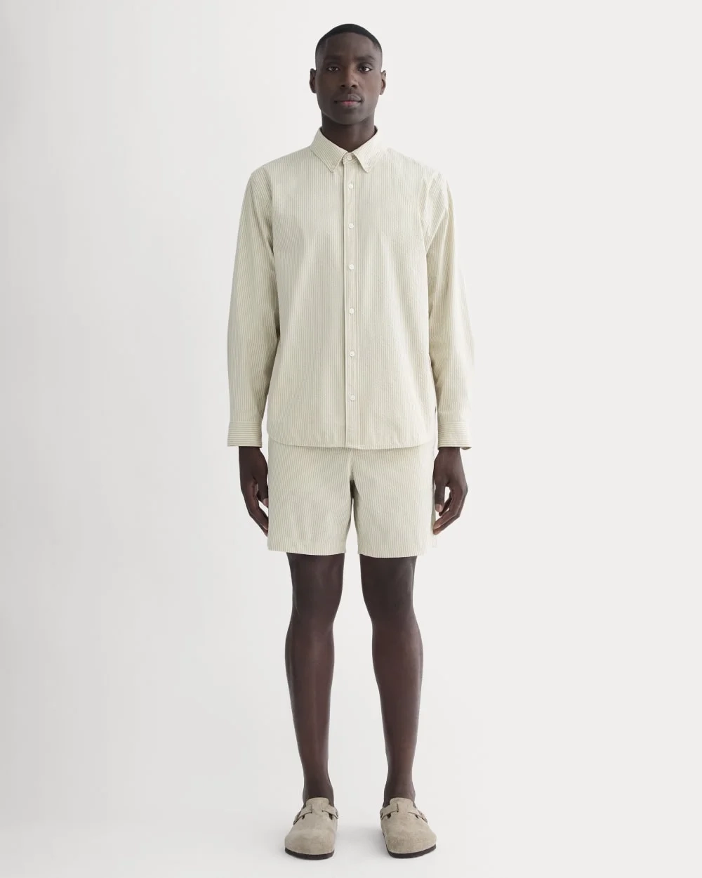 The Seersucker Long-Sleeve Shirt | Trench Coat Khaki / Natural (2)