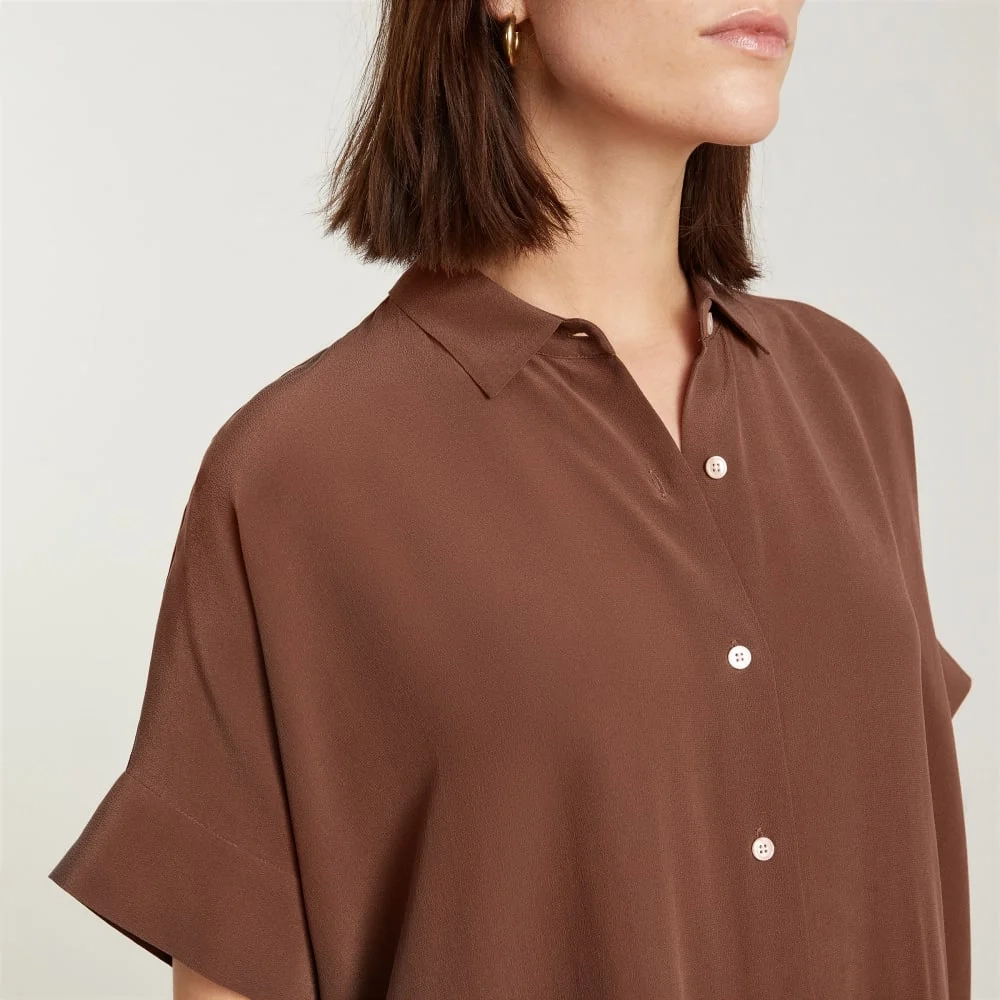 The Boxy Shirt in Washable Silk | Cinnamon (2)