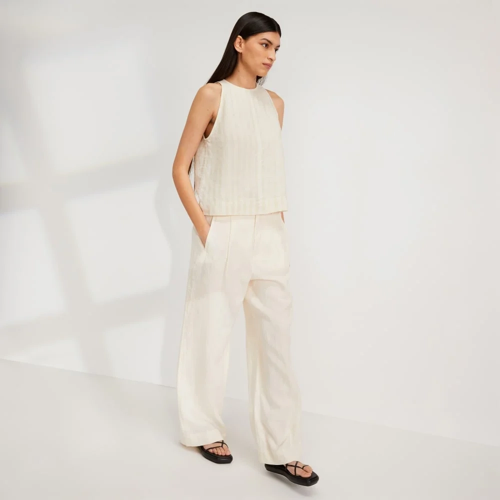 The Linen High-Neck Tank | Brazilian Sand / Canvas Tan (2)