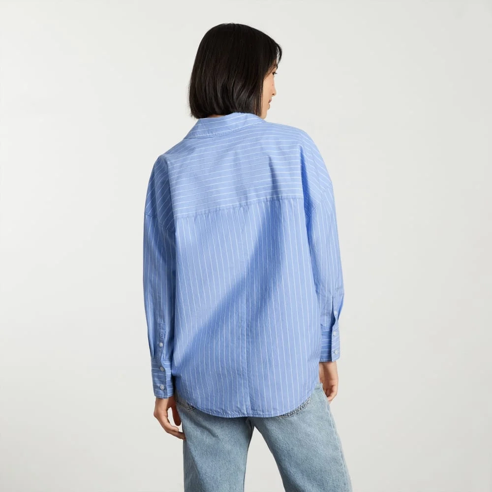 The Oversized Poplin Shirt | Powder Blue / White (3)