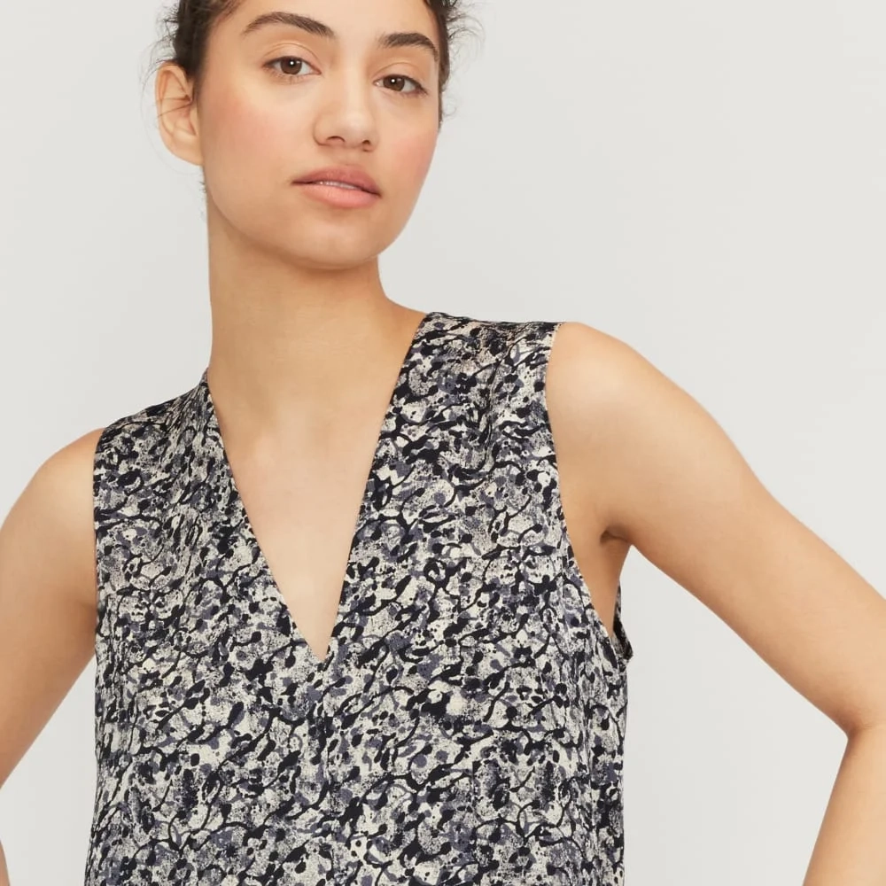 The Satin V-Neck Top | Splatter (2)