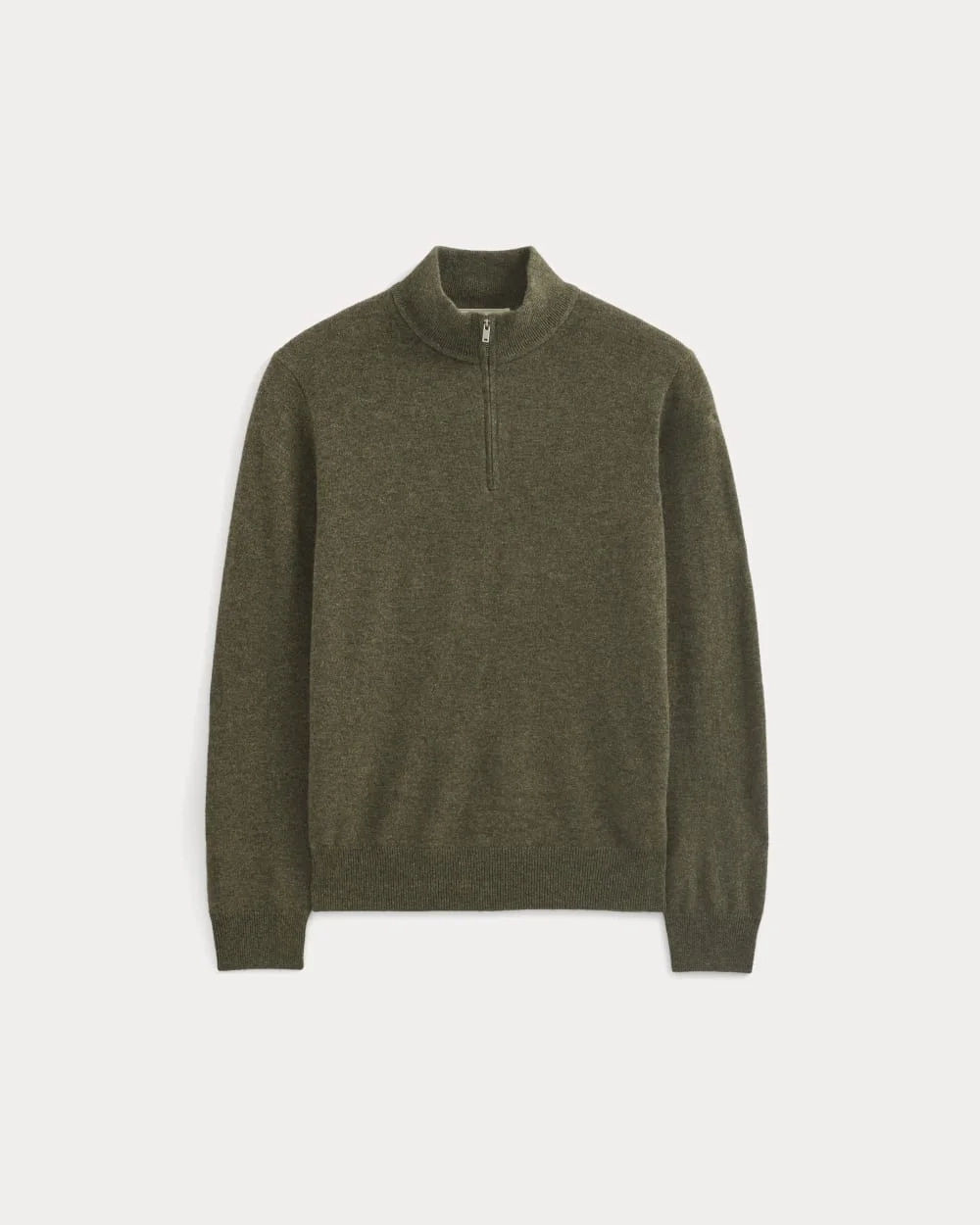 Cashmere Quarter Zip Sweater | Heathered Army Green (2)