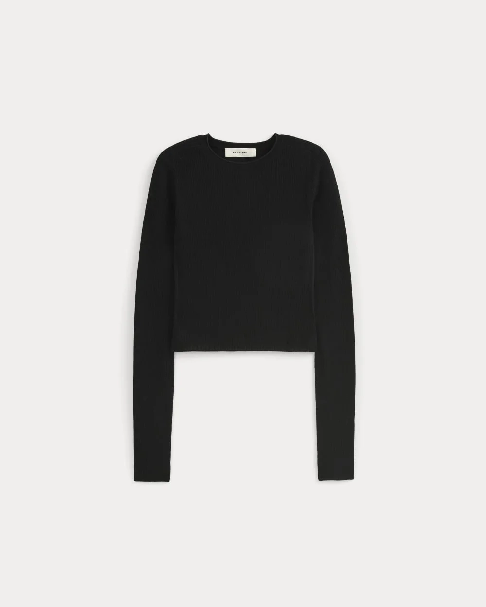 The Cropped Crew Top in Ultrafine Merino | Black (2)