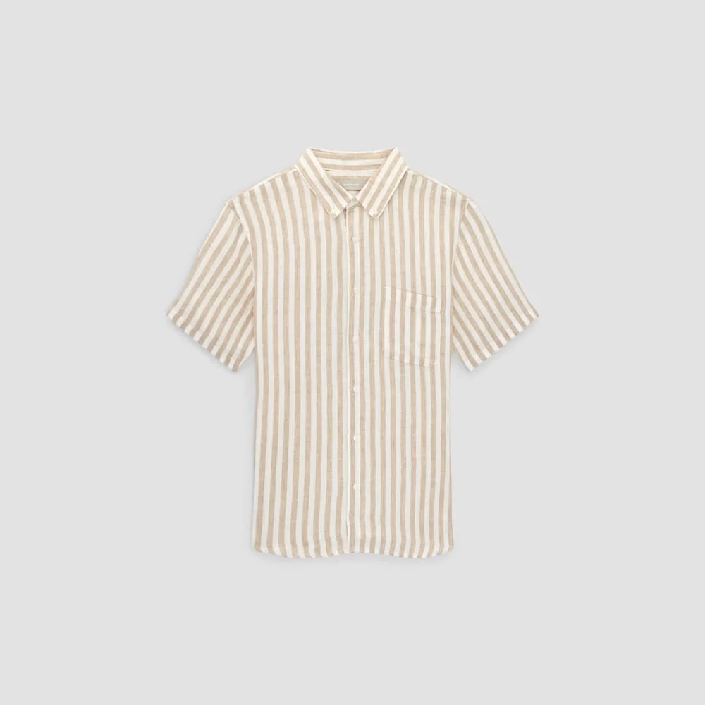 The Classic Short-Sleeve Shirt in Linen | Bone / Caramel (2)