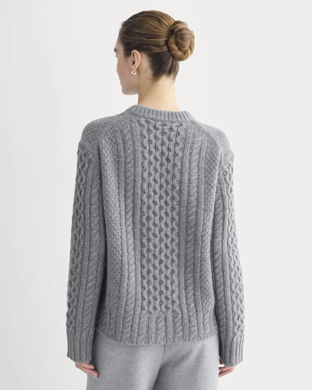 Cable Sweater in Luxe Merino | Heathered Mid-Grey (2)