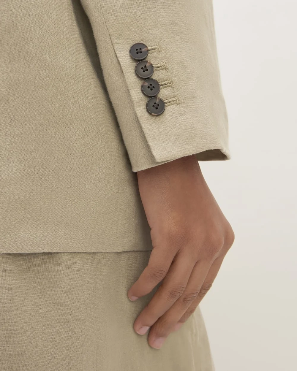 The Linen Double Breasted Blazer | Trench Coat Khaki (2)