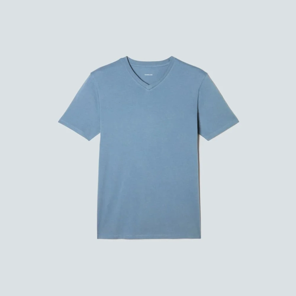 The Organic Cotton V-Neck Tee | Greyish Blue (2)