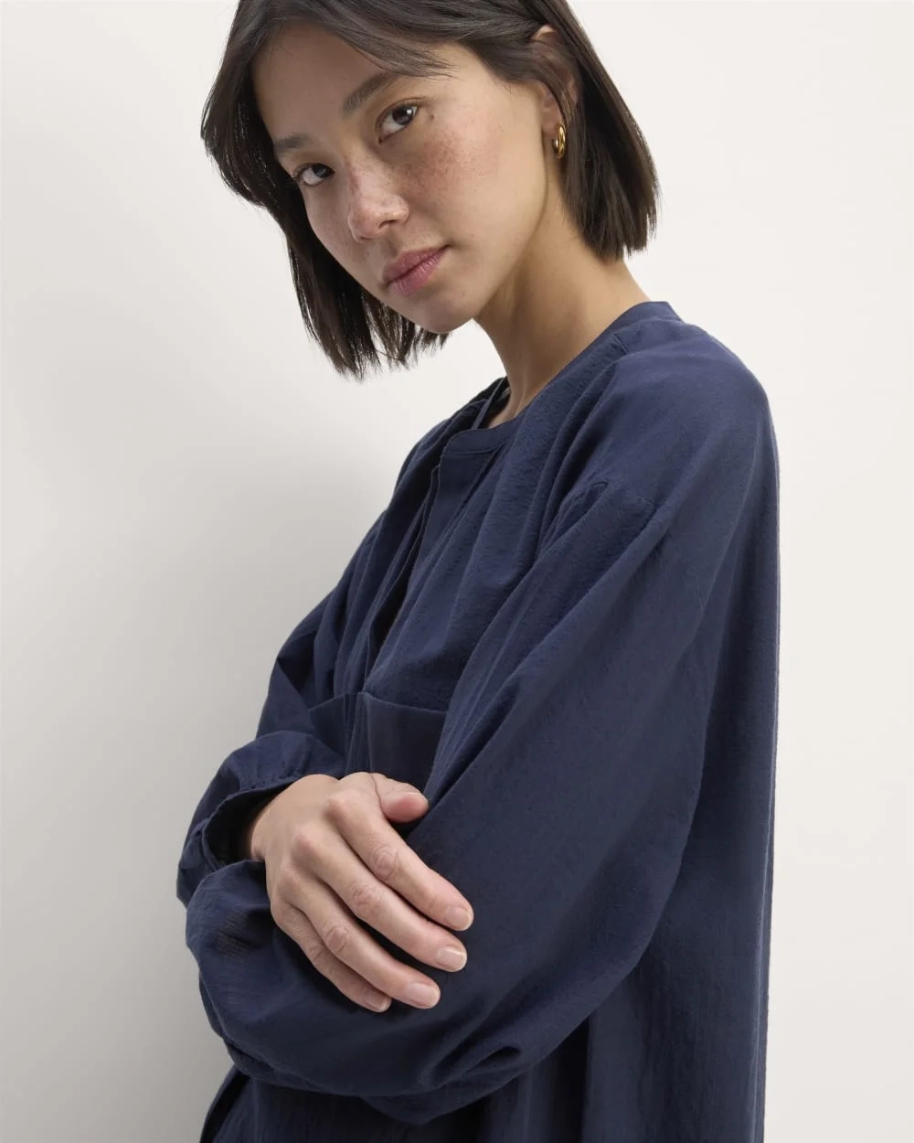The Gauze Caftan Dress | Navy (2)