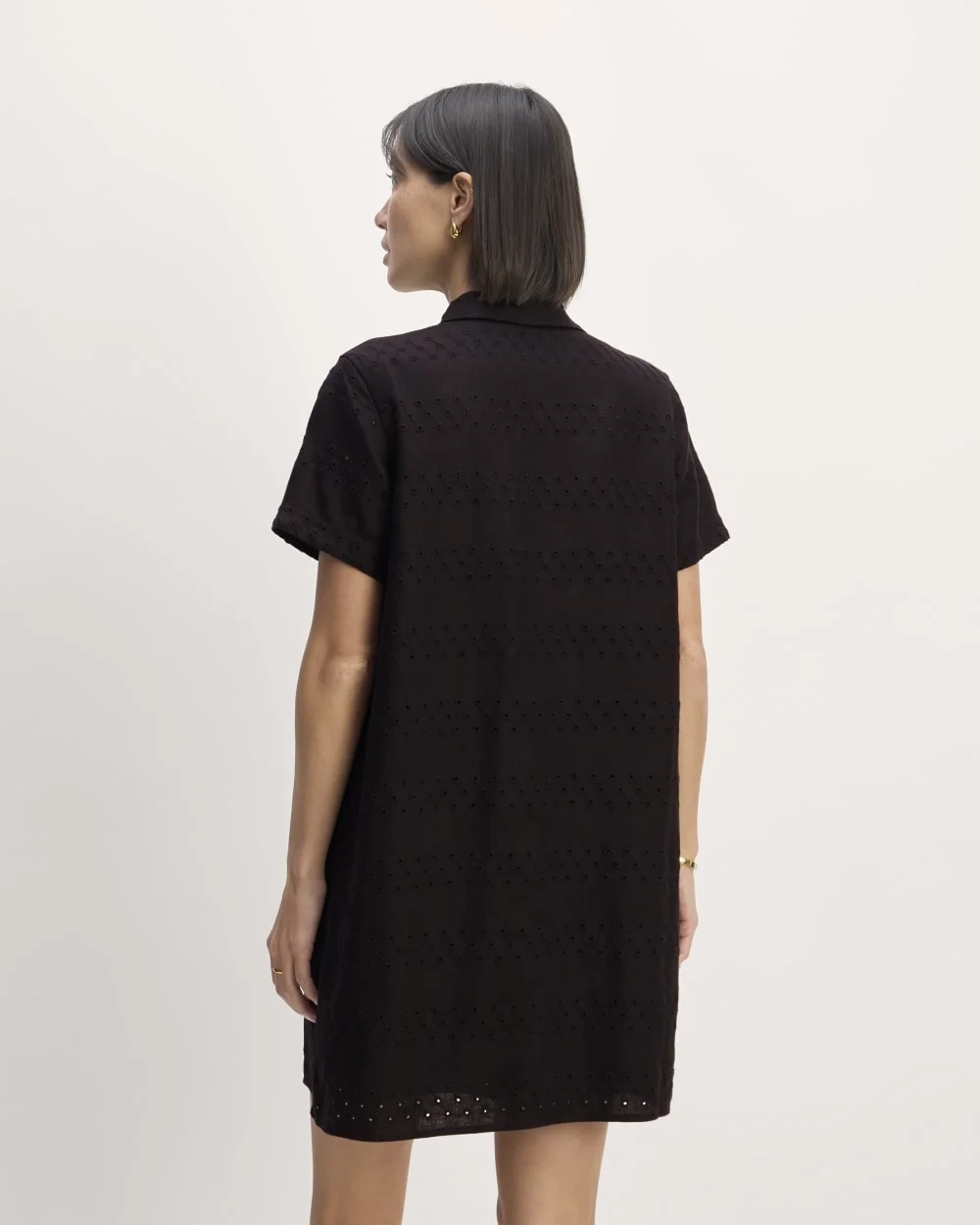 The Linen Eyelet Shirtdress | Black Eyelet (2)
