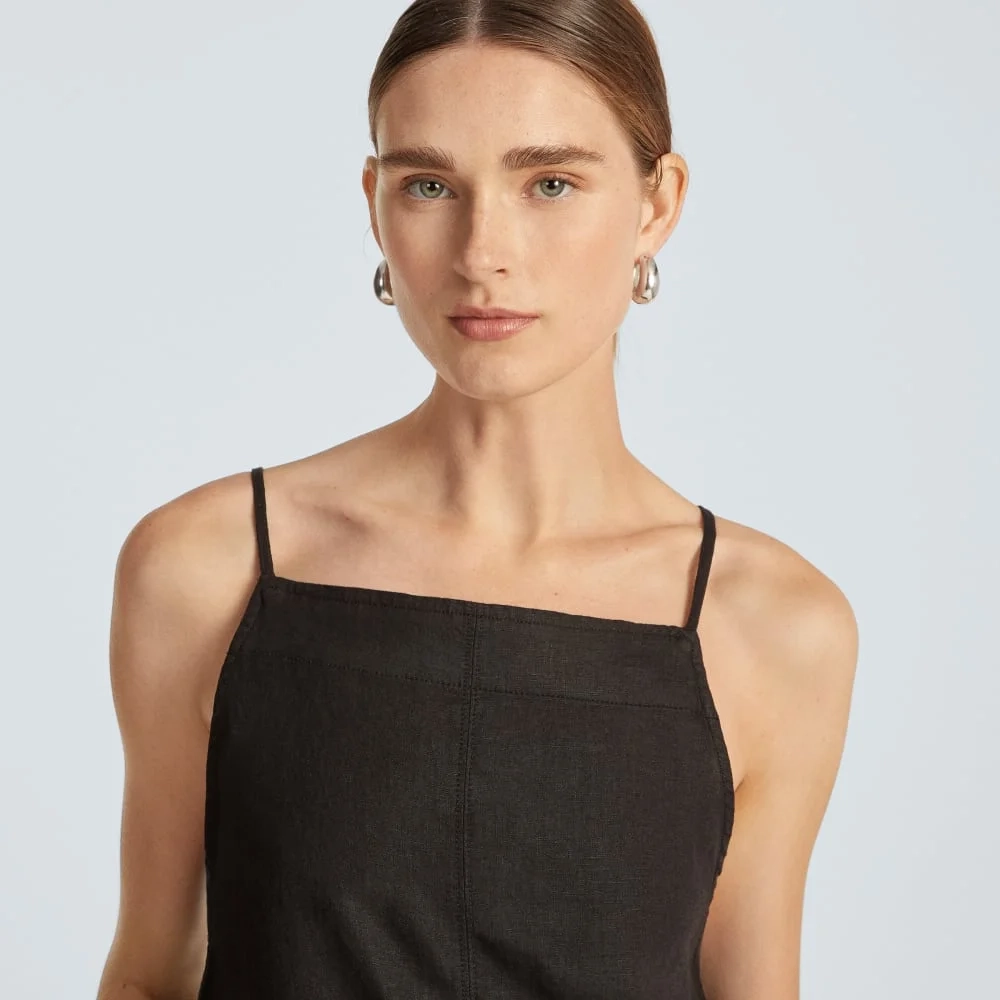 The Linen Apron Dress | Black (3)