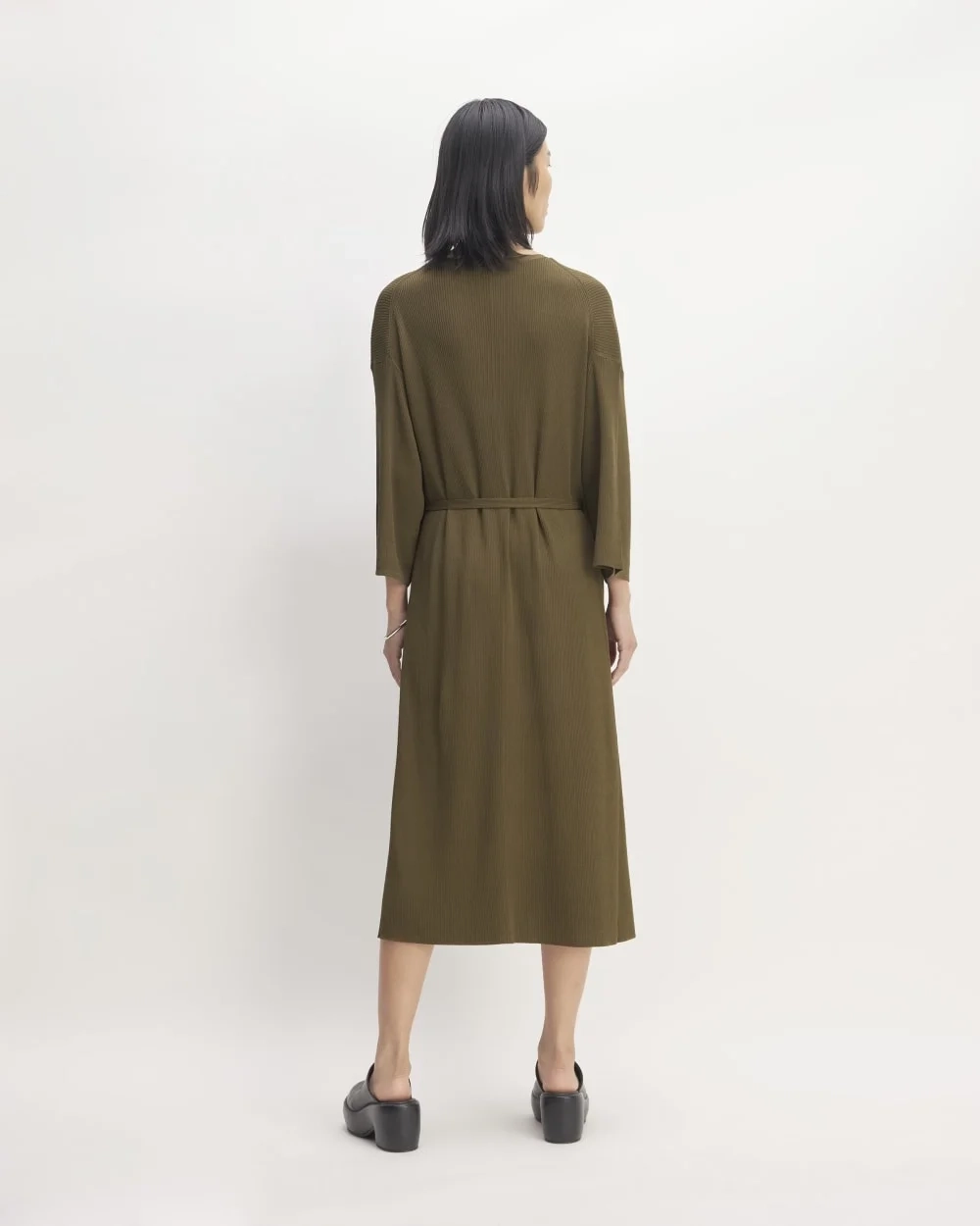 The Ribbed Wrap Midi Dress | Beech (2)