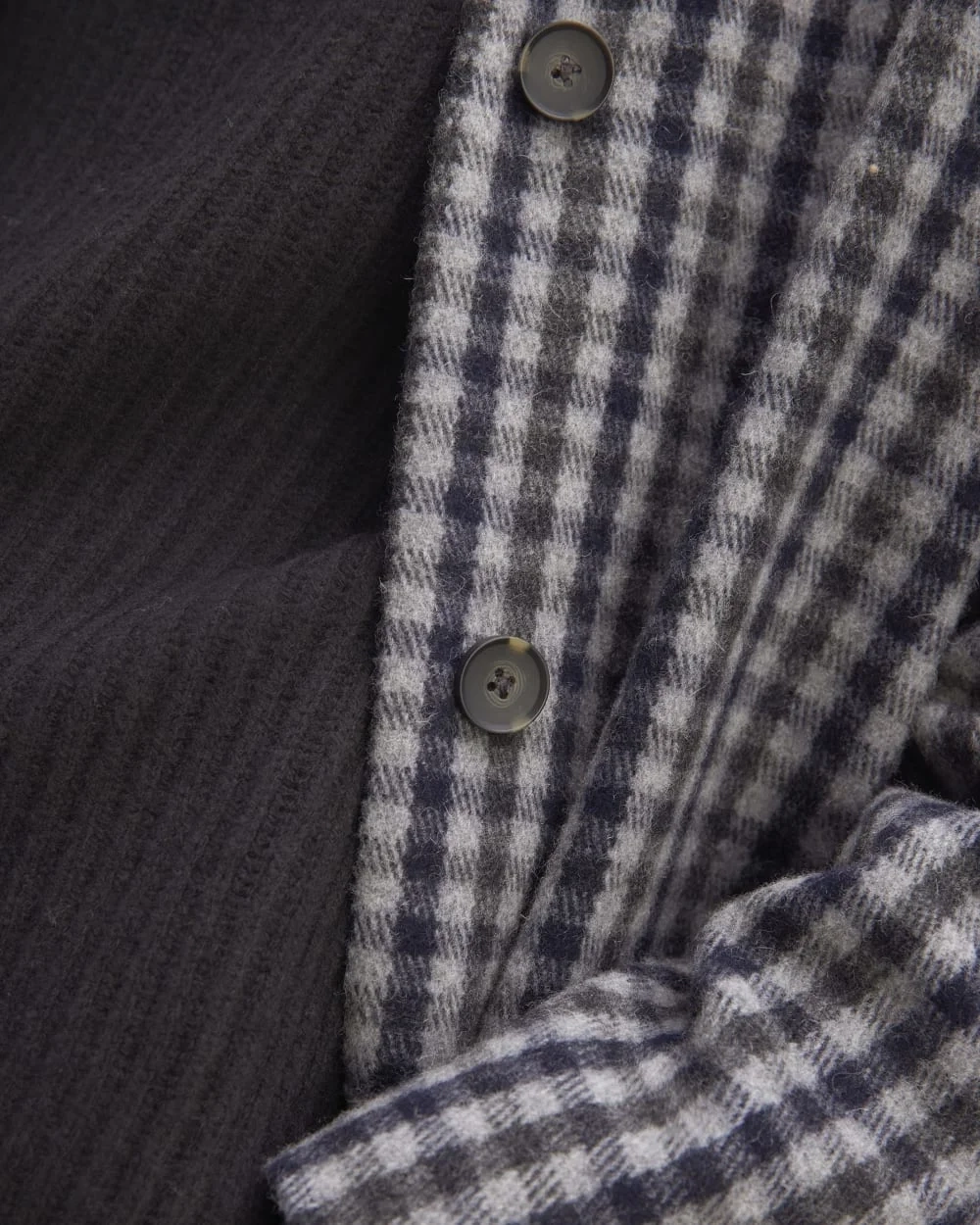 The Italian ReWool® Cocoon Coat | Grey / Charcoal / Navy Check (2)