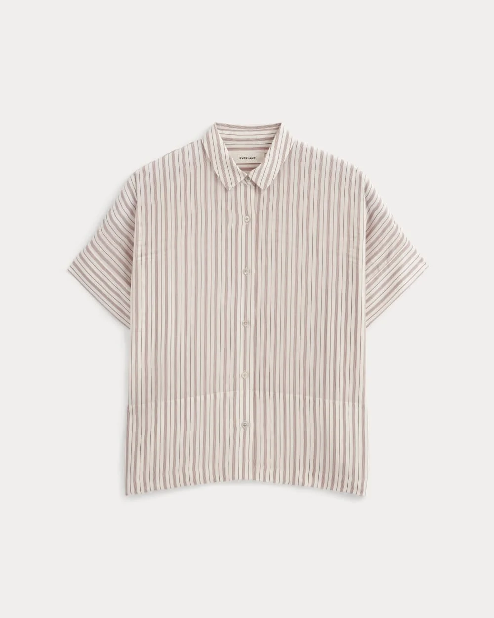The Boxy Shirt in Washable Silk | Bone / Dusky Rose (2)