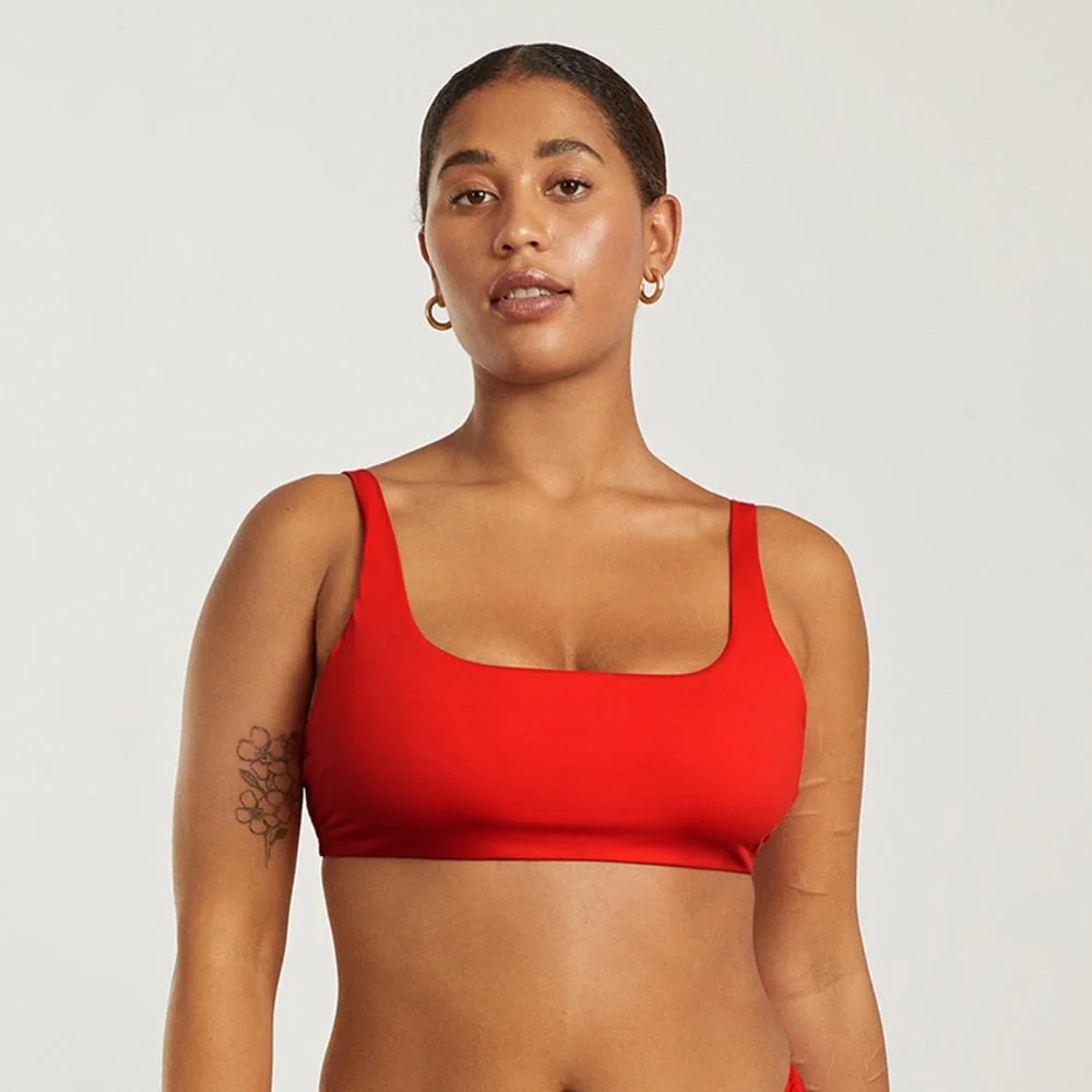 The Square-Neck Bikini Top | Bright Red (2)
