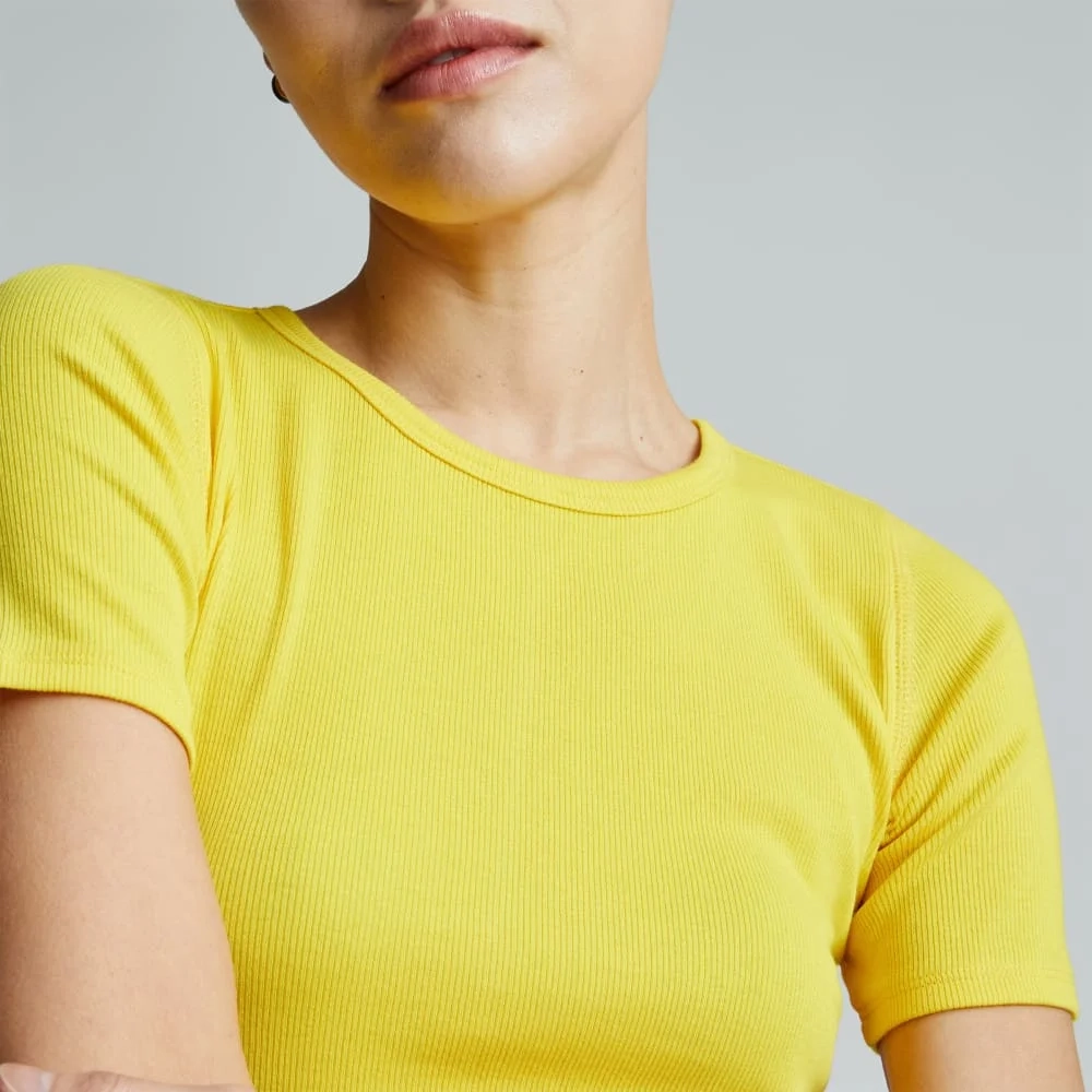 The Pima Micro-Rib Crew Tee | High Visibility Yellow (2)