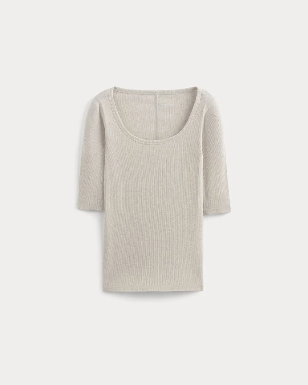 The Luxe Rib Scoop-Neck Tee | Heathered Oat (3)