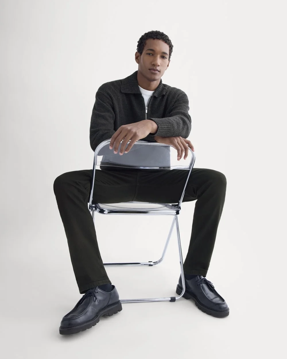 Luxe Merino Quarter-Zip Pullover | Heathered Black (3)