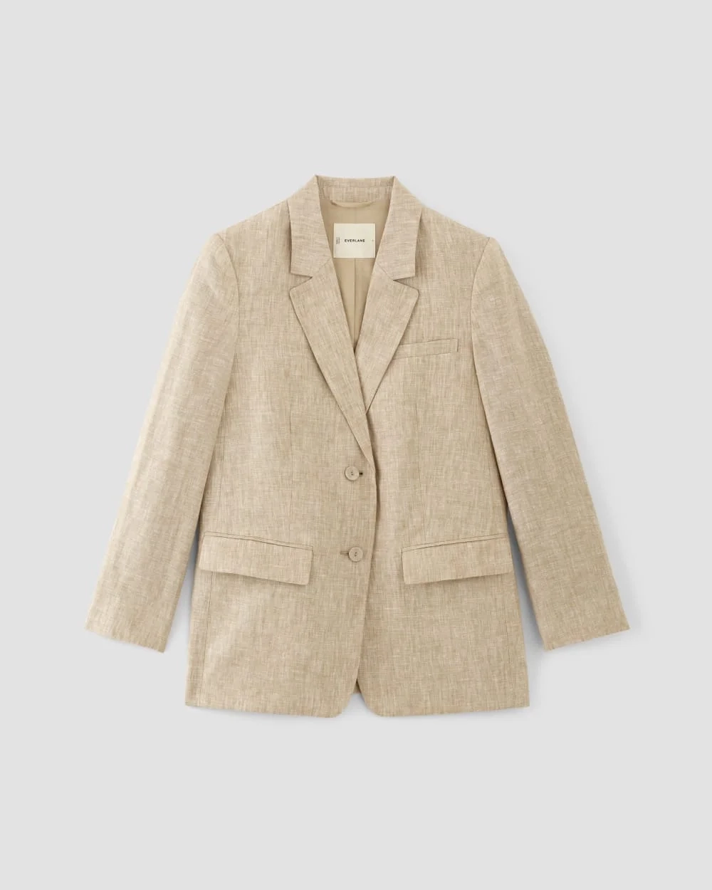 The Oversized Blazer in Linen | Cornstalk Chambray (2)