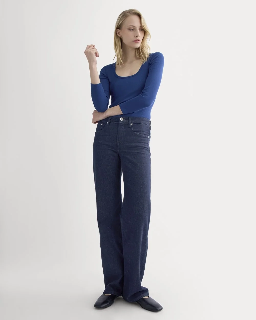 Luxe Rib Deep U-Neck Top | Estate Blue (2)