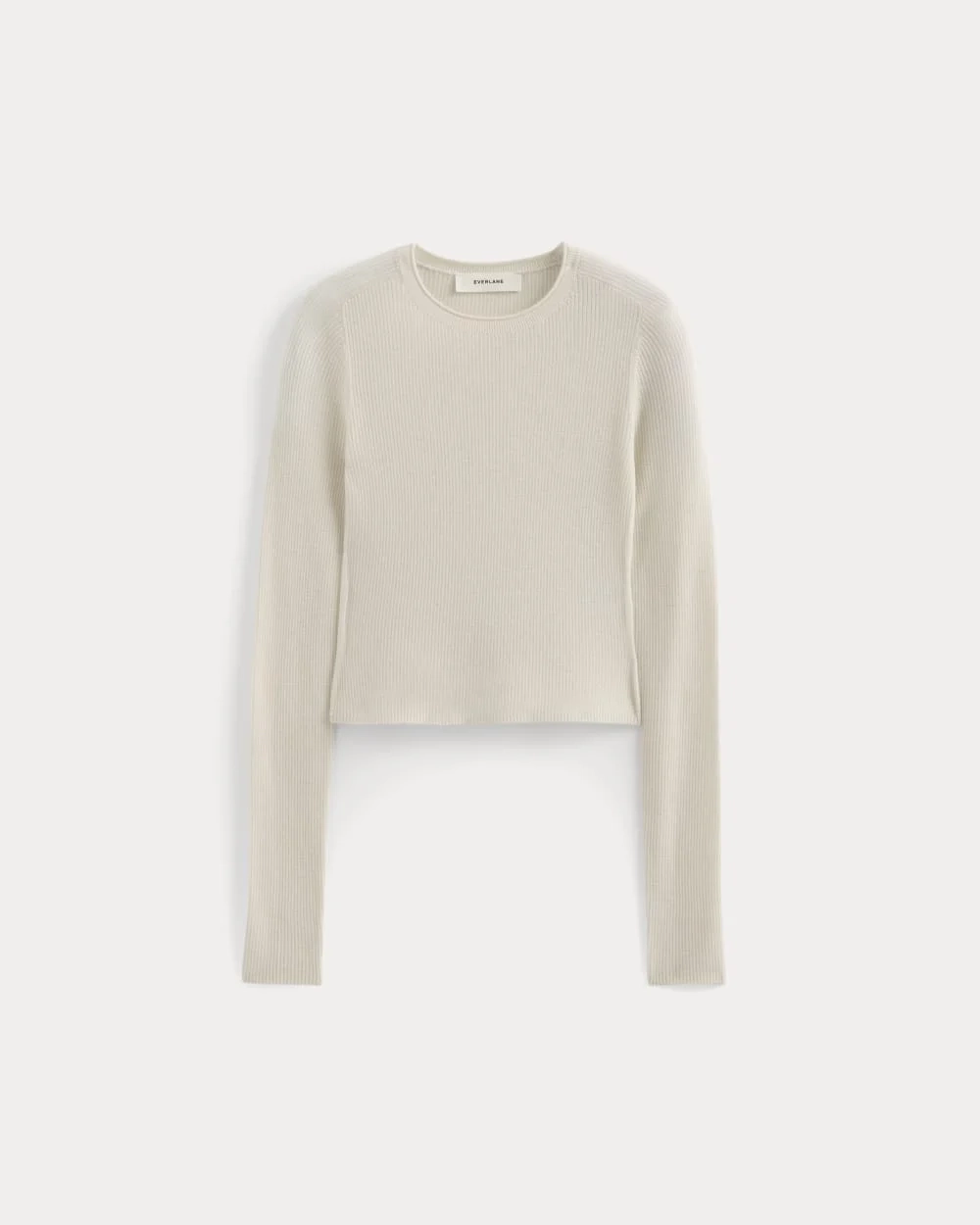 The Cropped Crew Top in Ultrafine Merino | Parchment (2)