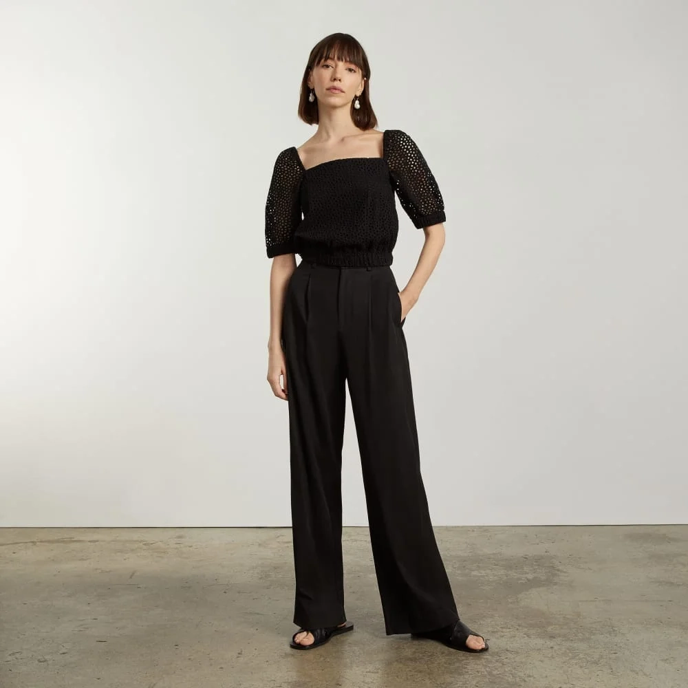 The Eyelet Puff Sleeve Top | Black (3)