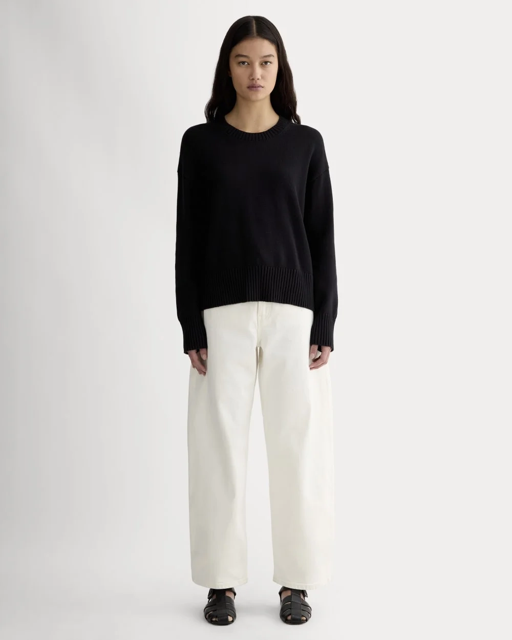 The Boxy Sweater in Everyday Cotton | Black (2)