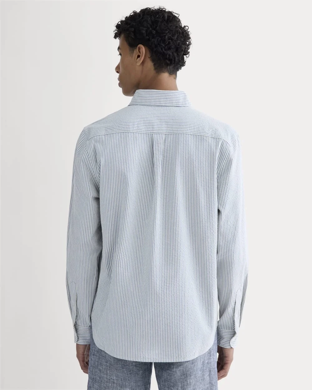 The Seersucker Long-Sleeve Shirt | Dutch Blue / Natural (3)