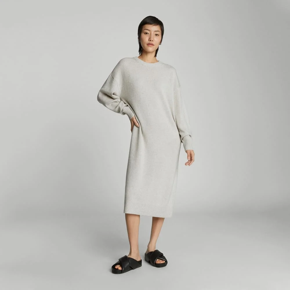 The Cashmere Midi Dress | Pale Heather Grey (2)